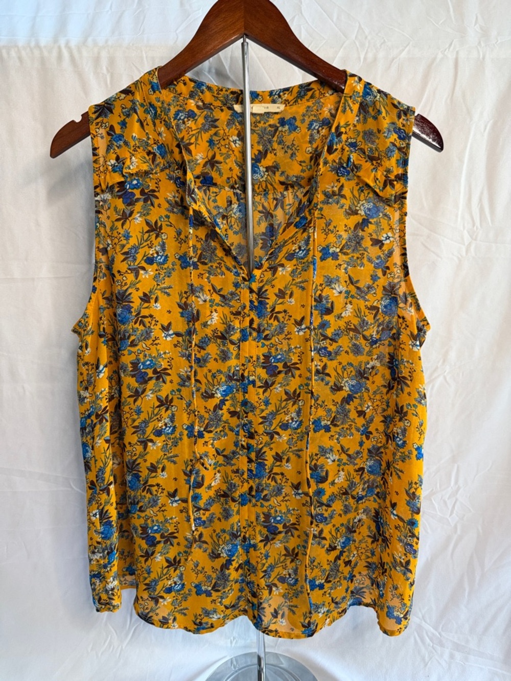 Sleeveless Mustard Floral V-Neck Top